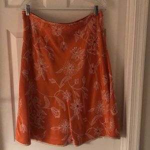 Talbots orange flower skirt